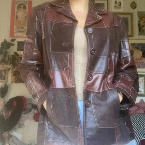 Vintage Liz Claiborne Patchwork Leather Blazer